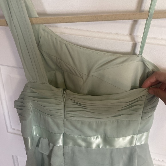 Adrianna Papell Draped One Shoulder Mint Flutter Mini Dress - Picture 4 of 8